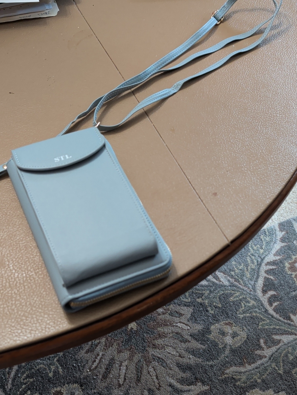 Light Blue Crossbody Phone Bag with Zip Pocket